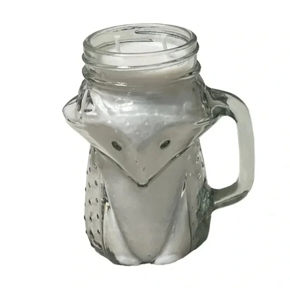 Fox Mug Lily Scented Candle Handmade 16 oz Clear Glass Animal Jar 2 Wick